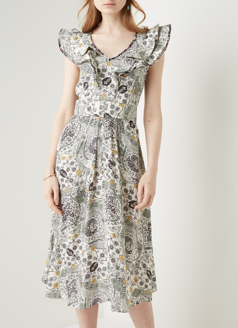 Isabel Marant Etoile Coraline Midi Jurk Met Dessin En Ceintuur