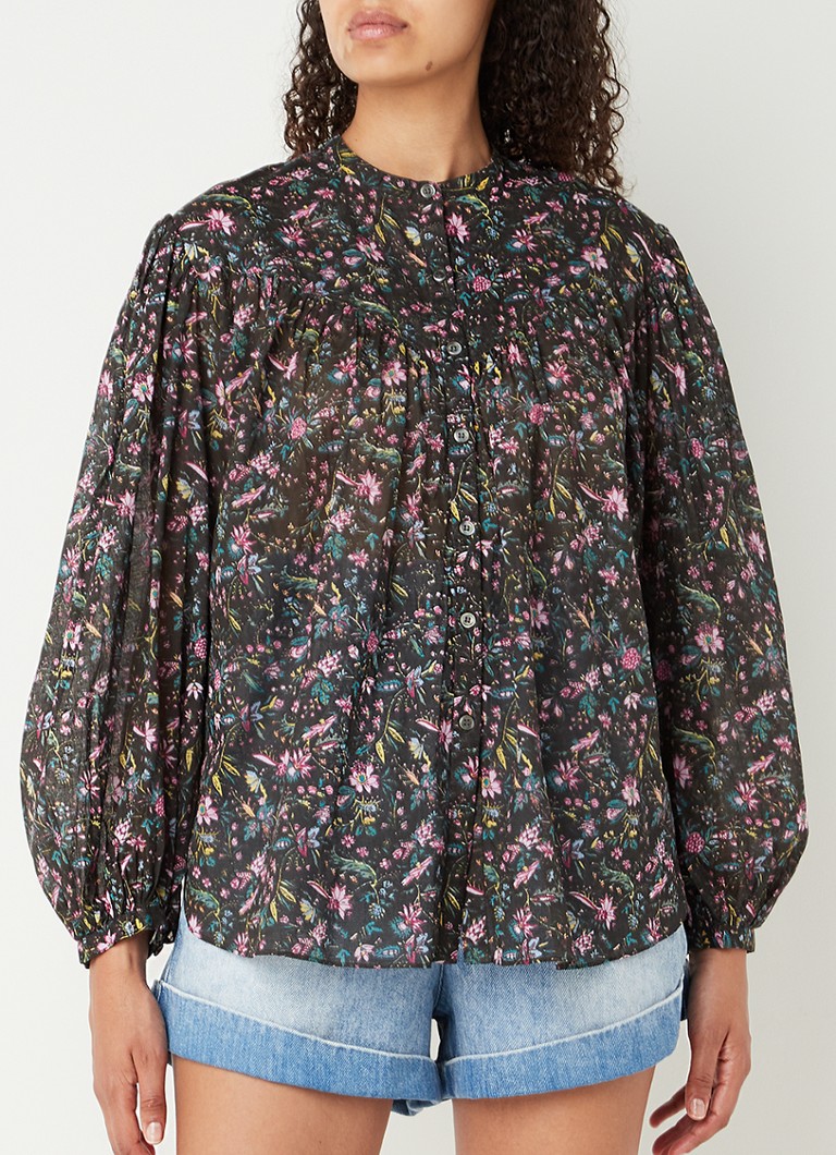 Isabel Marant Étoile - Miledia semi-transparante blouse met bloemenprint - Zwart