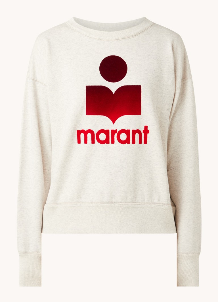 Isabel Marant Étoile Mobyli sweater met flock logoprint • Beige • de Bijenkorf