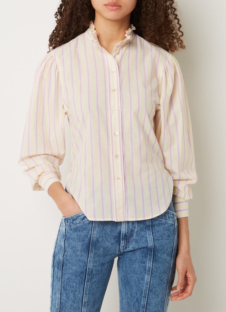 Isabel Marant Jancis blouse met streepprint en ballonmouw • Roze • de  Bijenkorf bijenkorf josephine en co