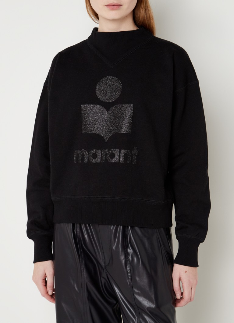 besluiten domein lip Isabel Marant Moby sweater met logoprint en glitter • Zwart • de Bijenkorf