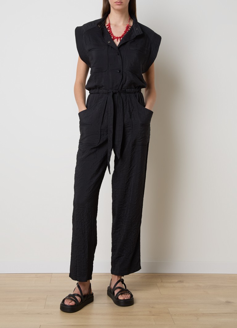 Isabel Marant - Suzie straight fit jumpsuit met strikceintuur - Zwart