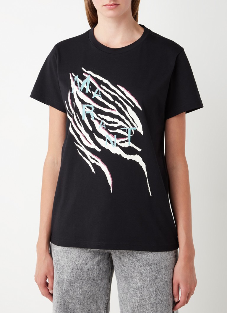 Isabel Marant - Zaof T-shirt van biologisch katoen met logoprint - Zwart