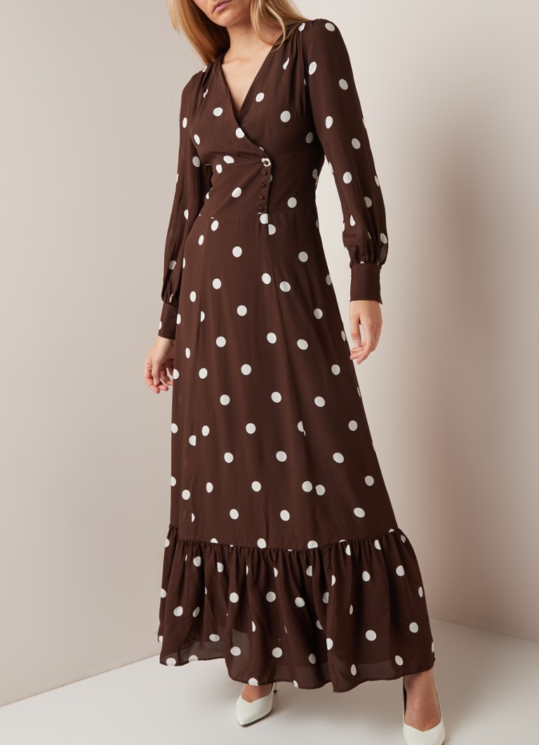 Ivy & Oak - Maxi-jurk met stippendessin - Donkerbruin