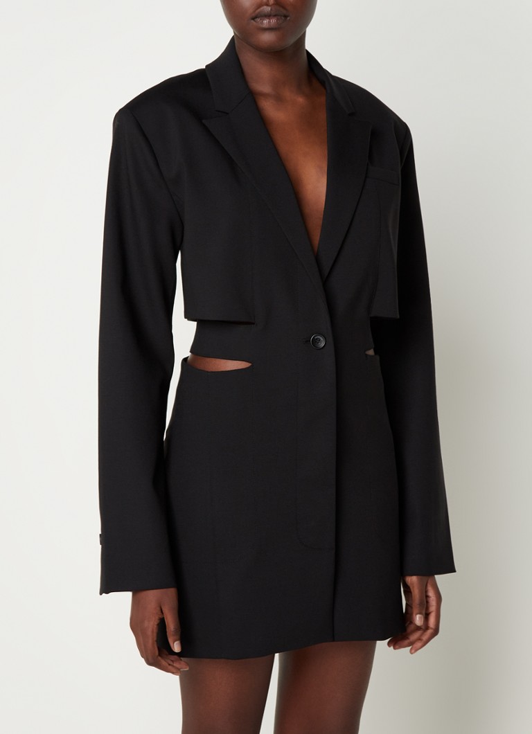 Jacquemus - Mini blazerjurk met cut-out detail en stretch  - Zwart