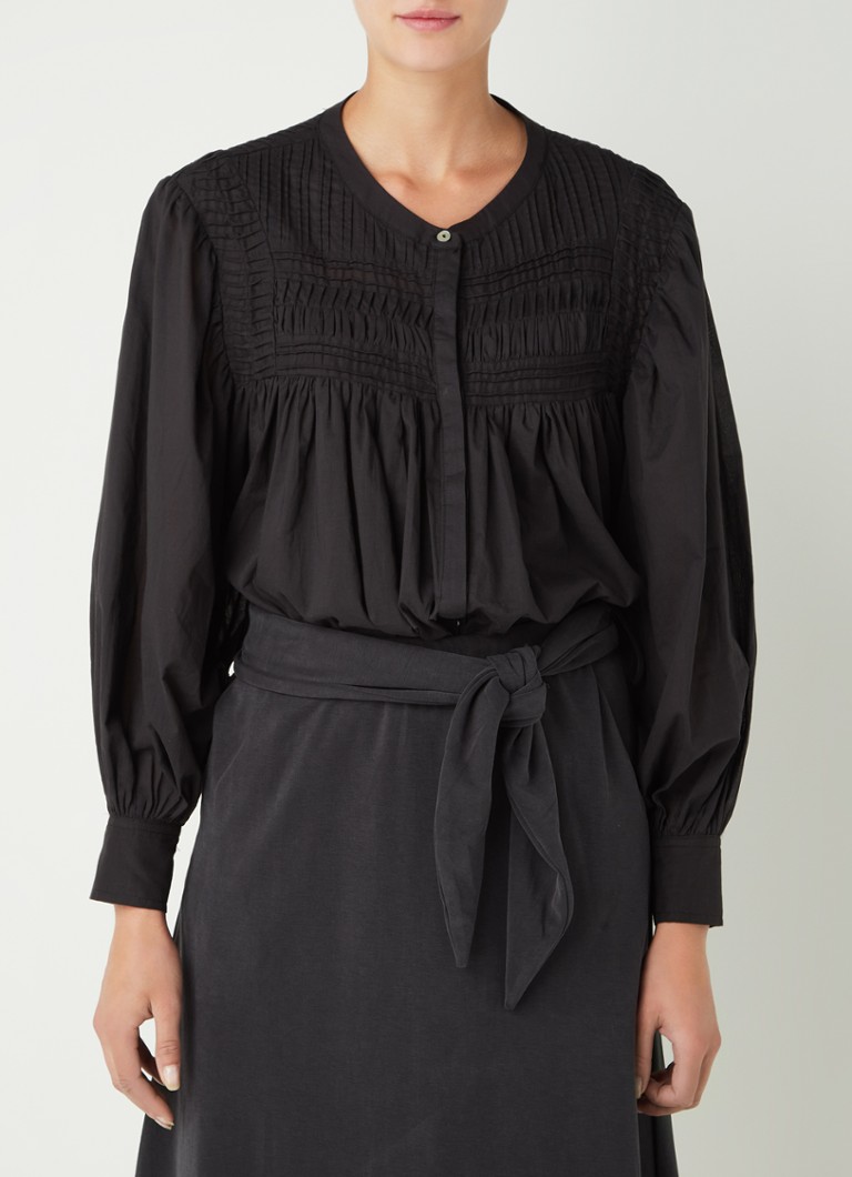 JcSophie - Jade blouse met geplooid detail en ballonmouw  - Zwart