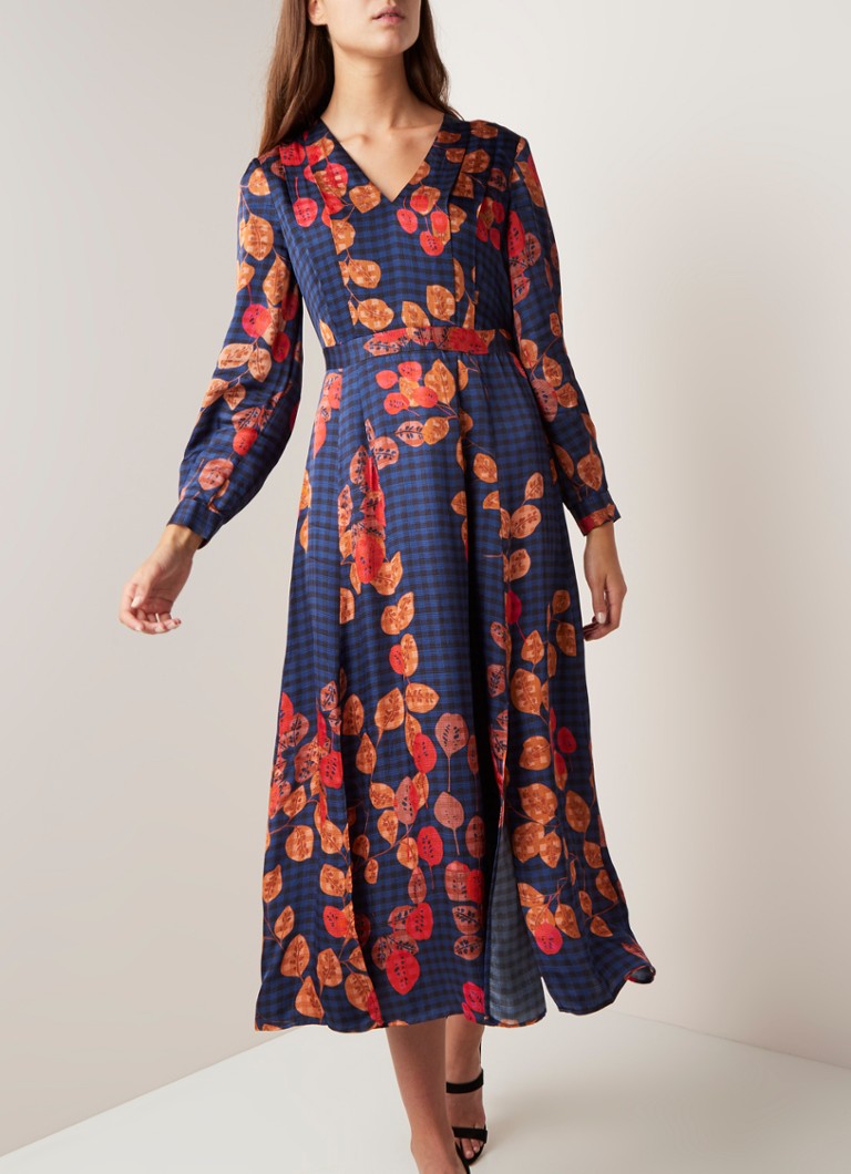 Jigsaw - Maxi-jurk met V-hals en dessin - Donkerblauw