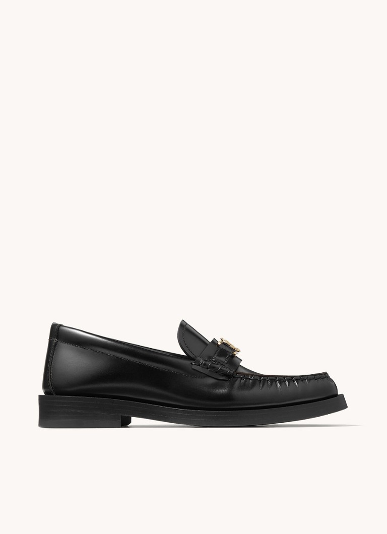 Jimmy Choo - Addie loafers van kalfsleer met logo - Zwart