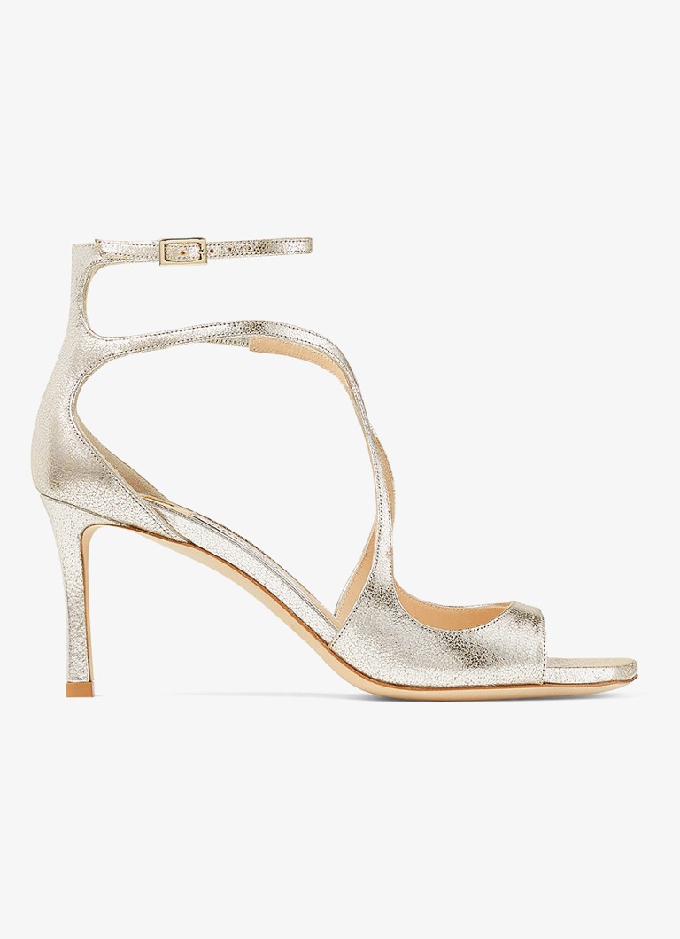Jimmy Choo - Azia 75 sandalette van leer met metallic finish - Zilver