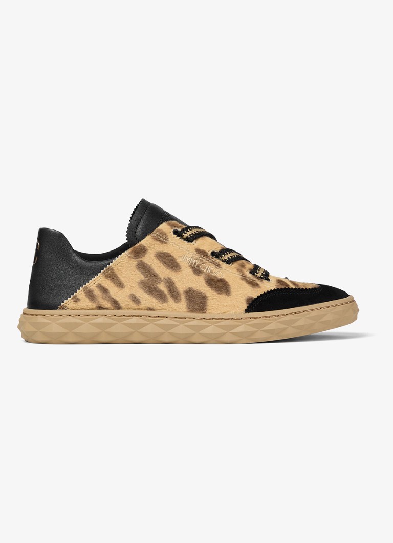 Jimmy Choo - Diamond Light Flex/F sneaker van leer met suède details - Lichtbruin