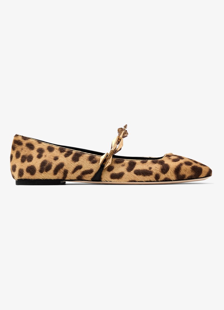 Jimmy Choo - Diamond Tilda ballerina van kalfsleer met panterprint - Bruin