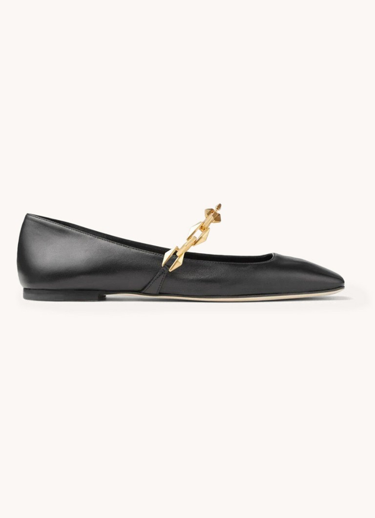 Jimmy Choo - Diamond Tilda ballerina van lamsleer - Zwart