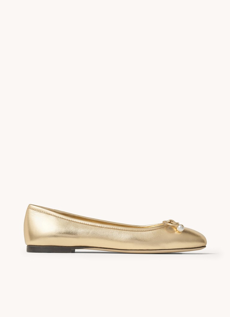 Jimmy Choo - Elma ballerina van lamsleer met metallic finish - Goud