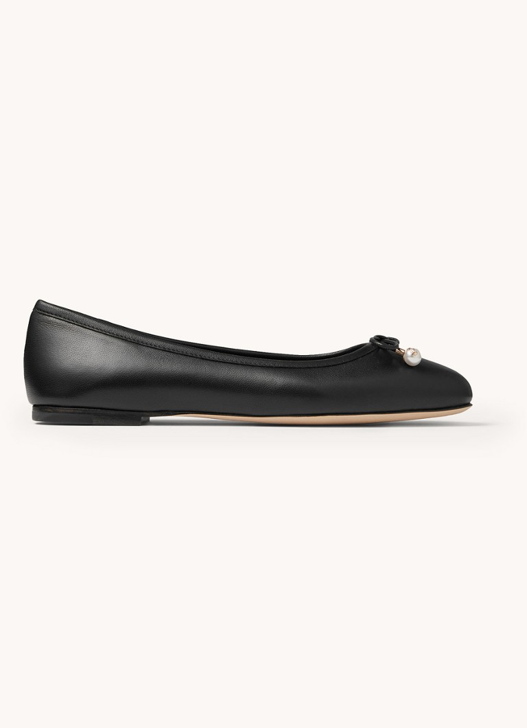 Jimmy Choo - Elme ballerina van leer - Zwart