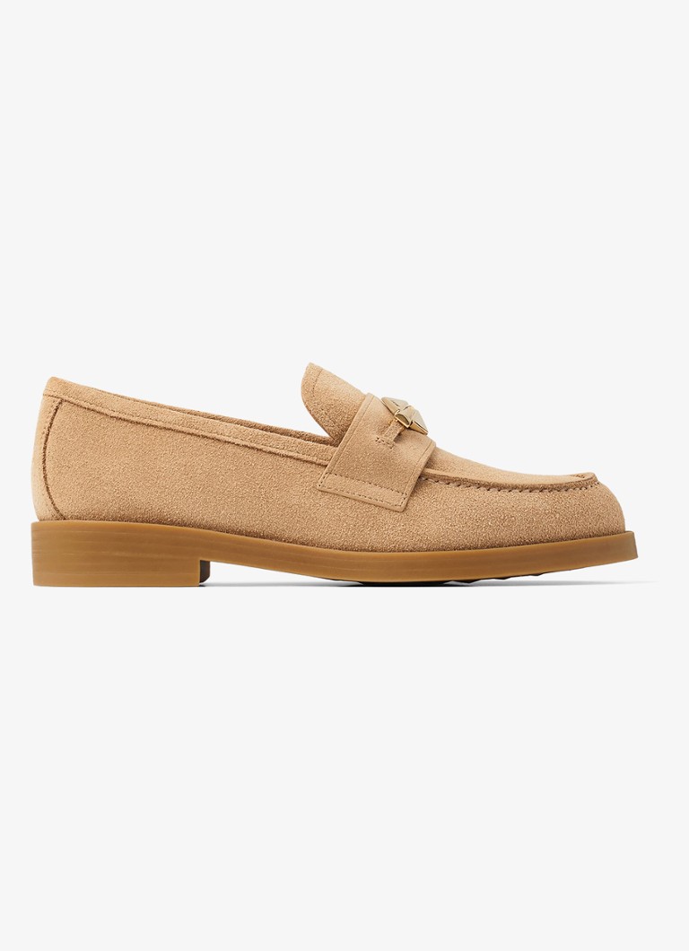 Jimmy Choo - Maddie Diamond loafer van suède - Lichtbruin