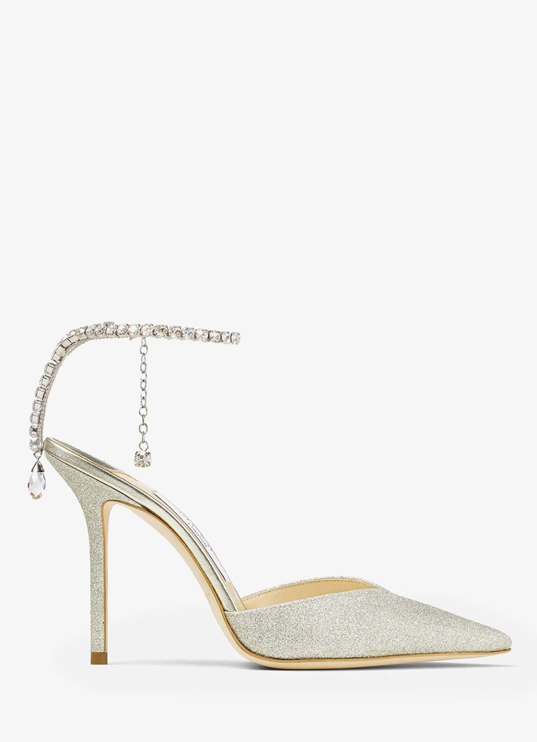 Jimmy Choo - Saeda 100 pump met glitter en kristal - Zilver