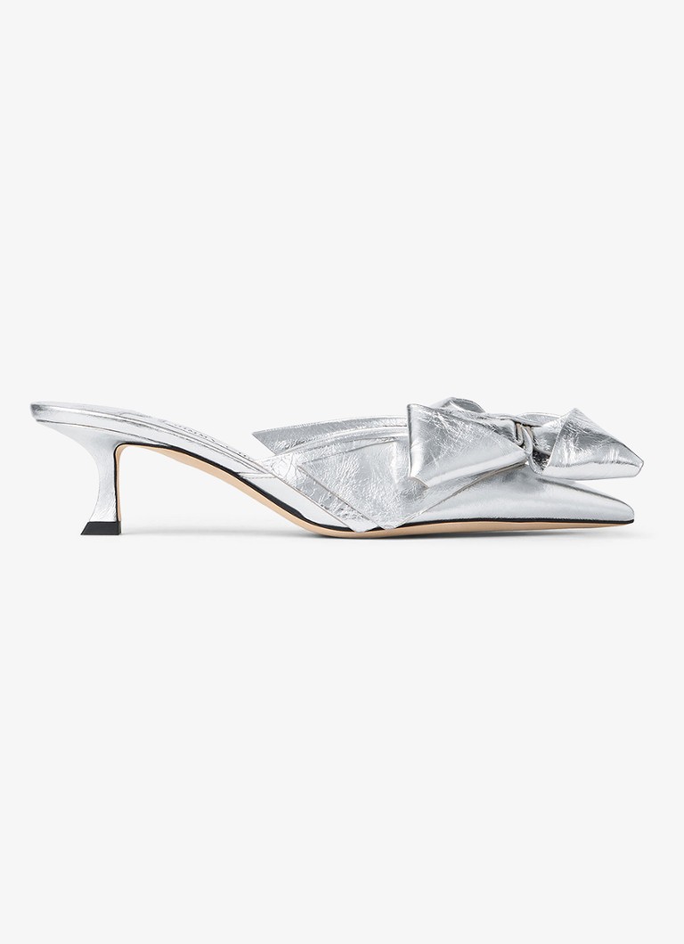 Jimmy Choo - Staz 50 muiltje van lamsleer met metallic finish - Zilver