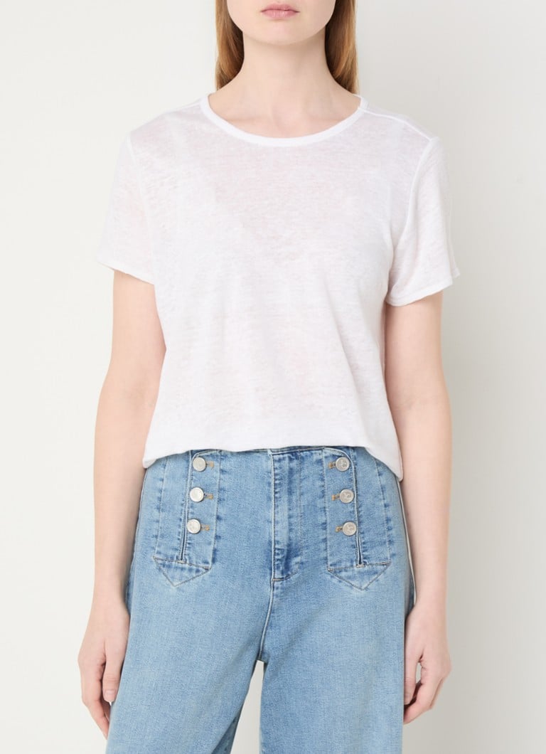 Josephine & Co - Joan T-shirt van linnen met gemêleerd dessin - Wit