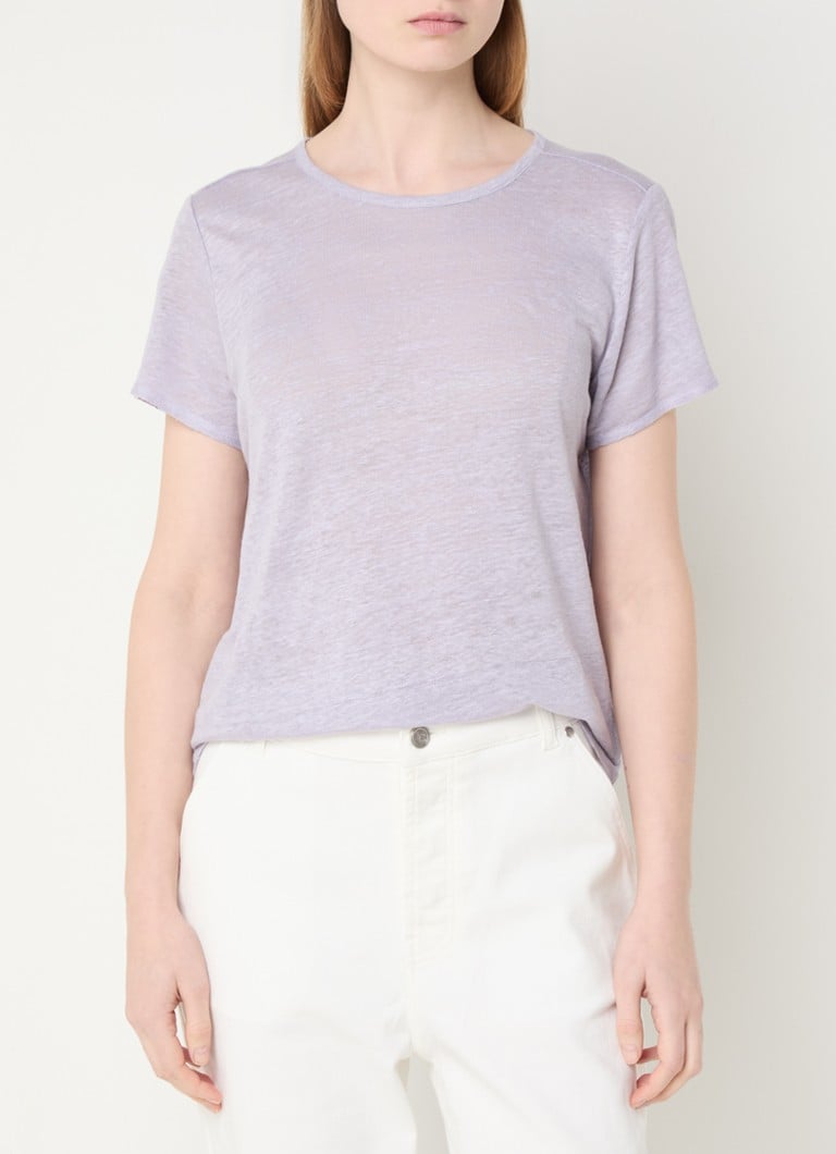 Josephine & Co - Joan T-shirt van linnen met gemêleerd dessin - Lichtpaars