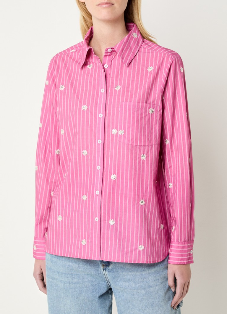 Josephine & Co - Juul blouse met streepprint en pailletten - Fuchsia