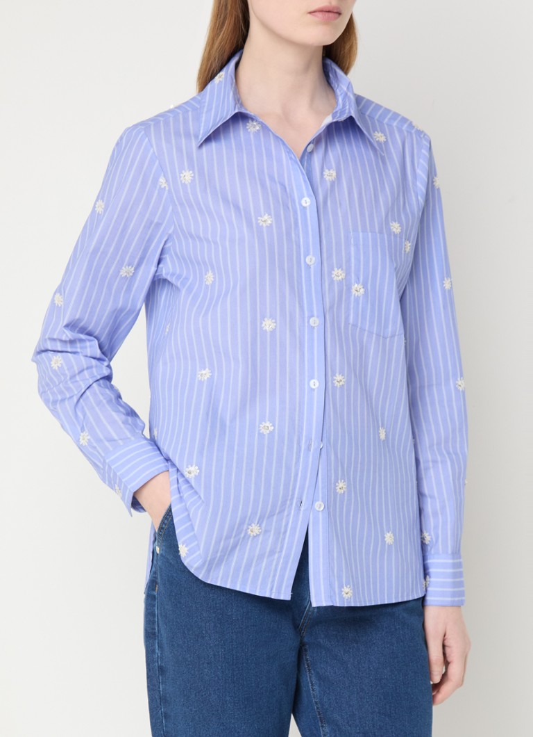 Josephine & Co - Juul blouse met streepprint en pailletten - Blauw