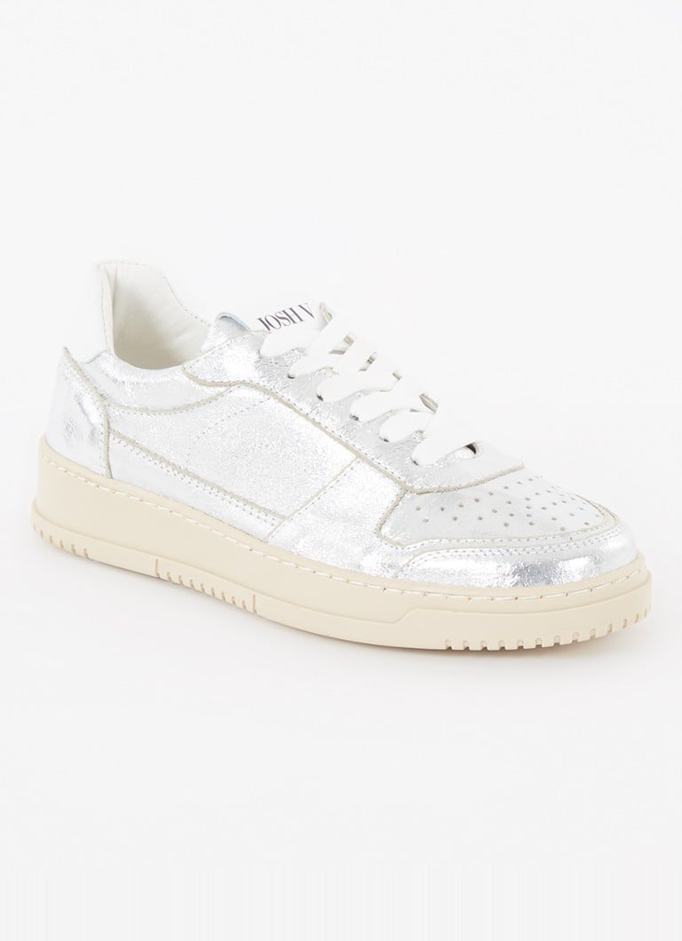 JOSH V - Winona sneaker van leer met metallic finish - Zilver