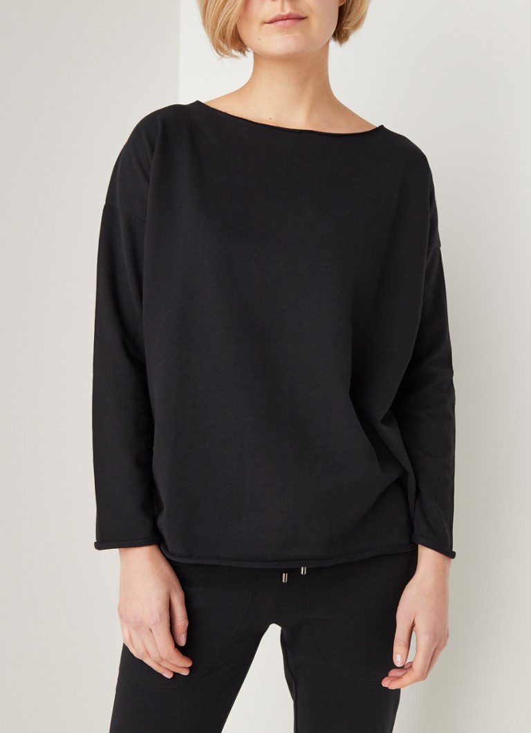 JUVIA - Oversized sweater met gerolde zoom - Zwart
