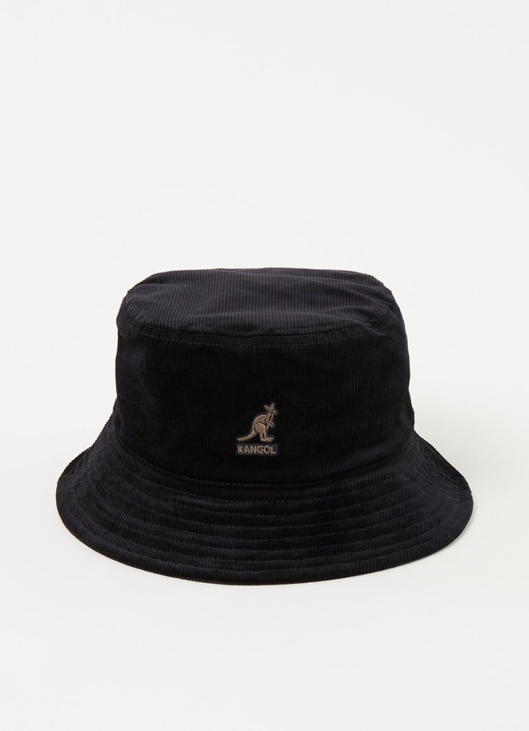 Bucket hoed van corduroy met logoborduring De Bijenkorf Heren Accessoires Hoeden & Mutsen Hoeden 