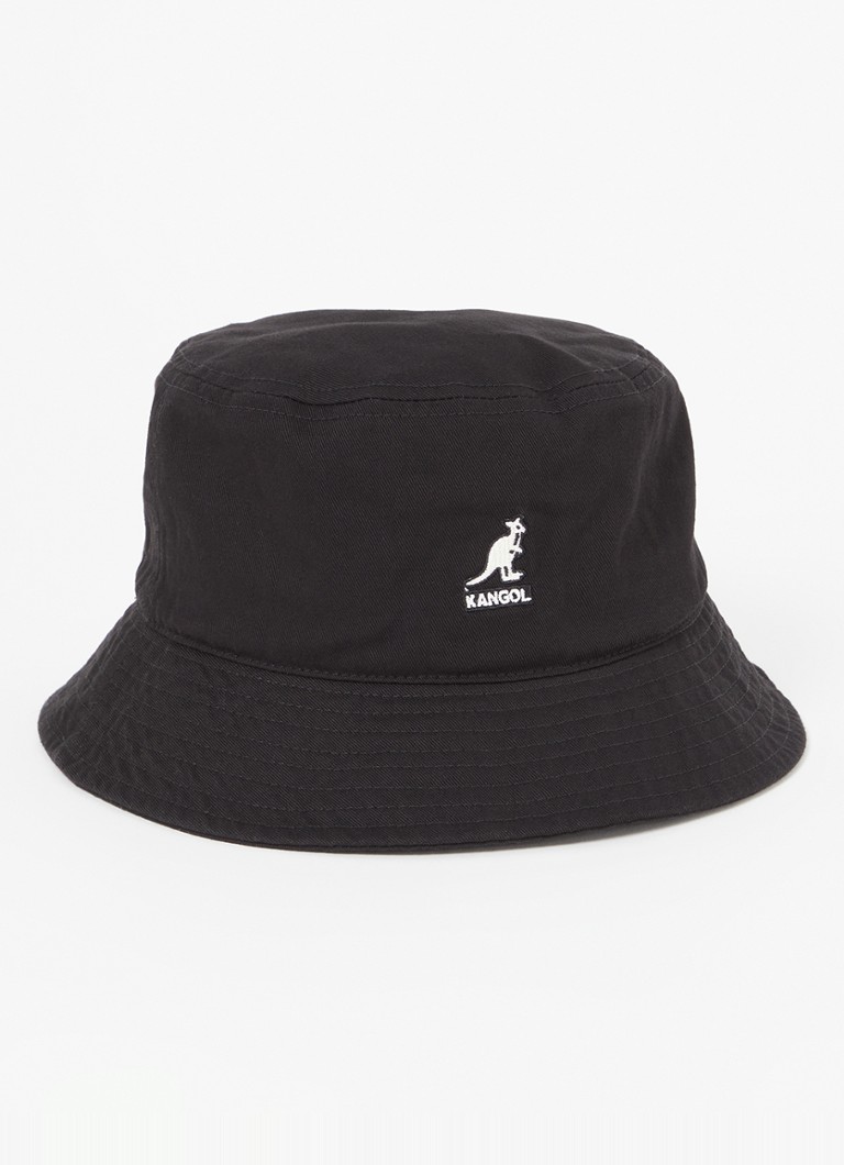 Kangol Washed bucket hoed met logoborduring • Zwart • de Bijenkorf