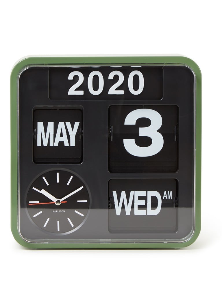 geld Lach serveerster Karlsson Calendar Clock Mini Flip wandklok • Groen • de Bijenkorf