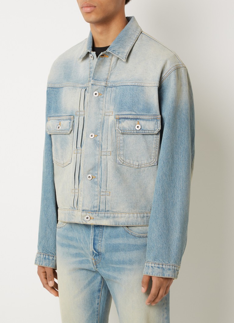 Lange spijkerjas met warme teddy voering voor de winter - blauw denim used