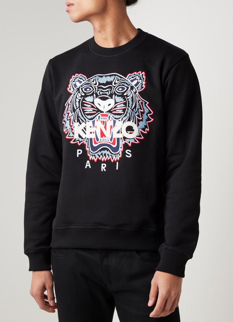 ondersteuning beetje regenval KENZO Classic Tiger sweater met logoborduring • Zwart • de Bijenkorf