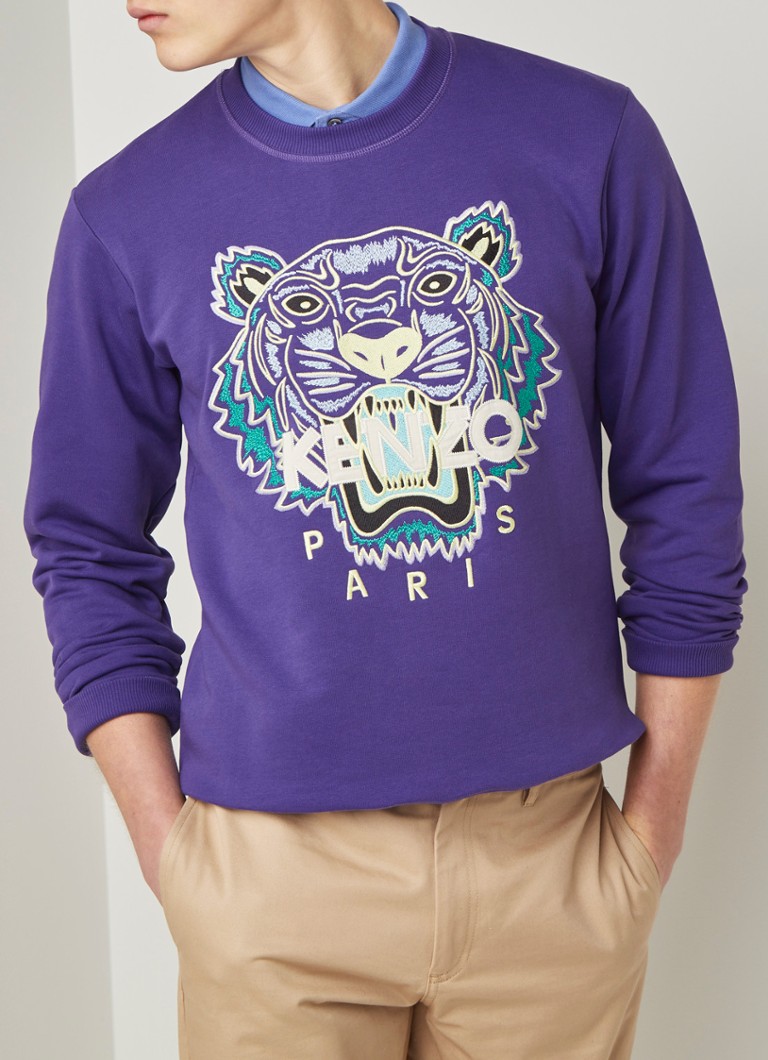 Bedrijf Gloed Scepticisme KENZO Classic Tiger sweater met logoborduring • Aubergine • de Bijenkorf