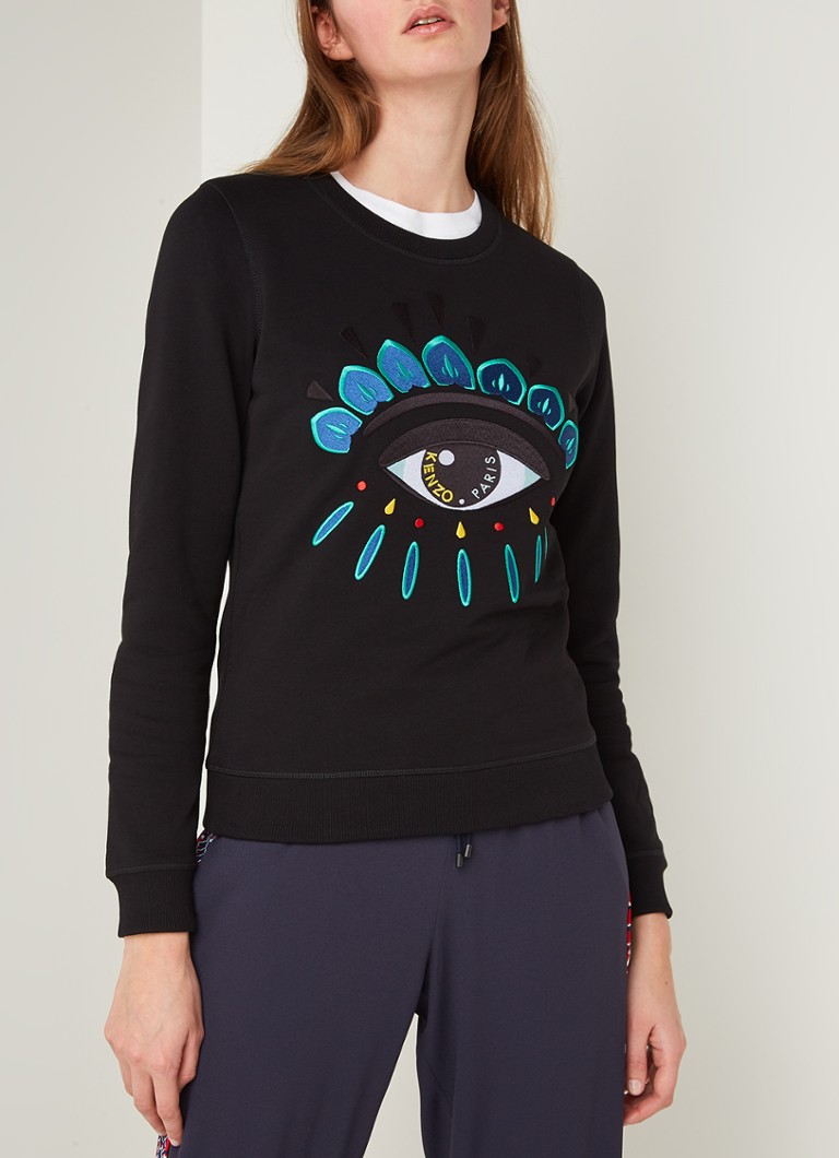 fout Aan Onbeleefd KENZO Icon Eye sweater met logoborduring • Zwart • de Bijenkorf