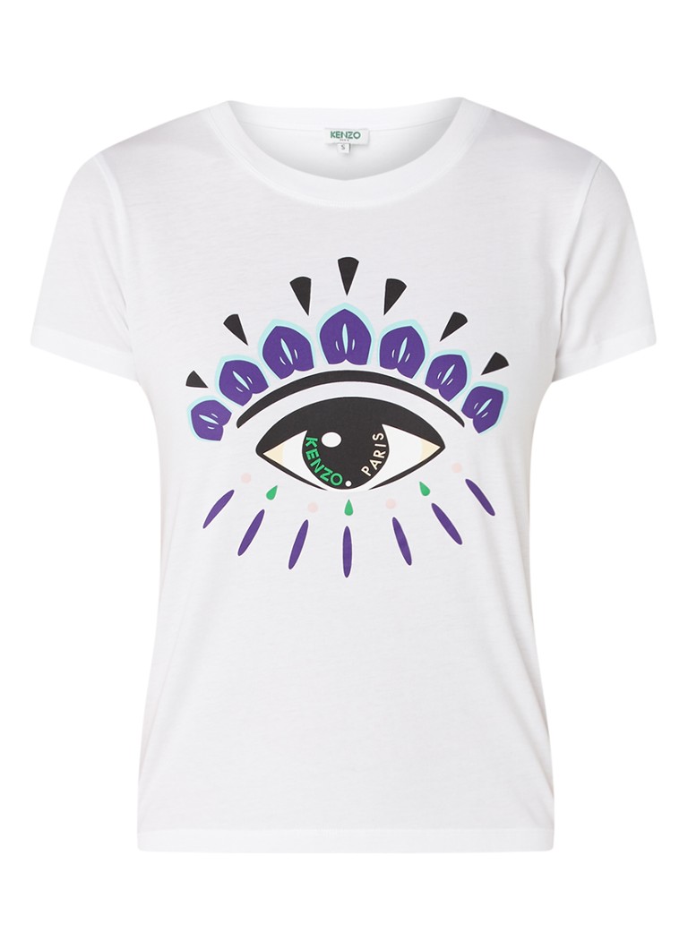 Vertrek naar kat omvatten KENZO Icon Eye T-shirt met frontprint • Wit • de Bijenkorf