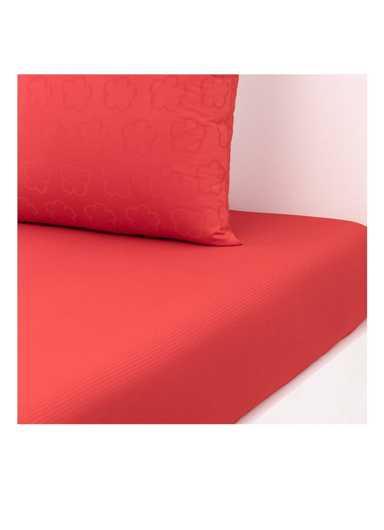 KENZO - K Hanadot hoeslaken van satijn, hoekhoogte 33 cm - Koraalrood