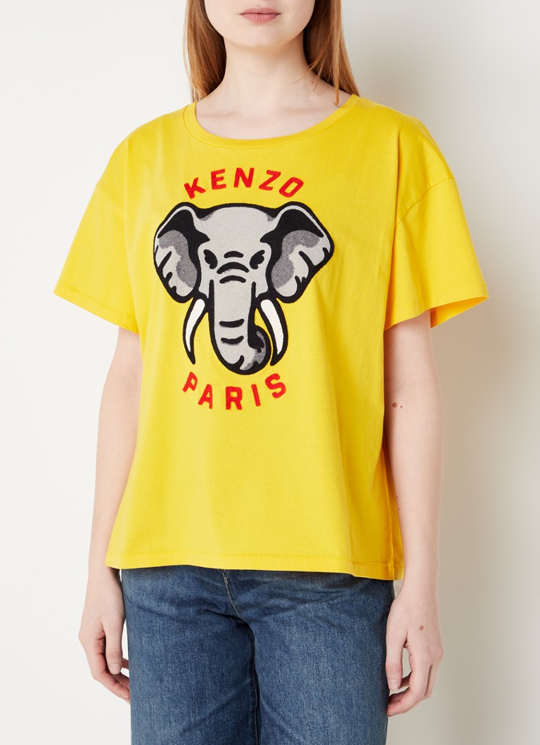 harpoen Ben depressief mythologie KENZO Oversized T-shirt met logoborduring • Geel • de Bijenkorf