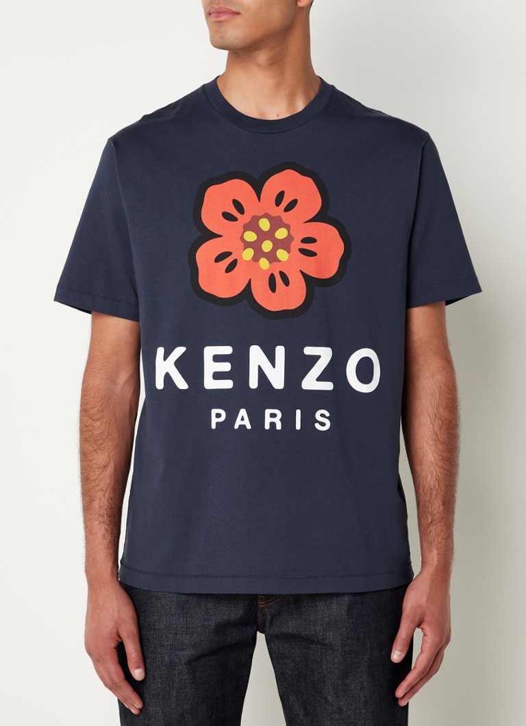 Koninklijke familie is er ontspannen KENZO Poppy T-shirt met logoprint • Donkerblauw • de Bijenkorf