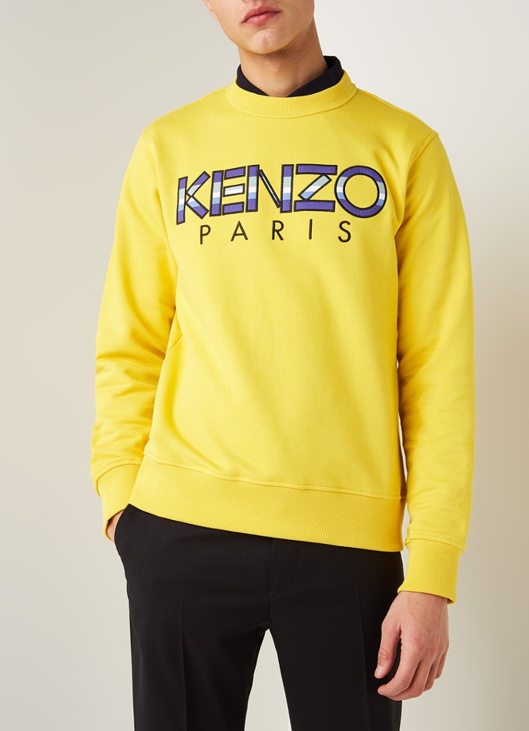 twee Hoogte Proportioneel KENZO Sweater met logoborduring • Geel • de Bijenkorf
