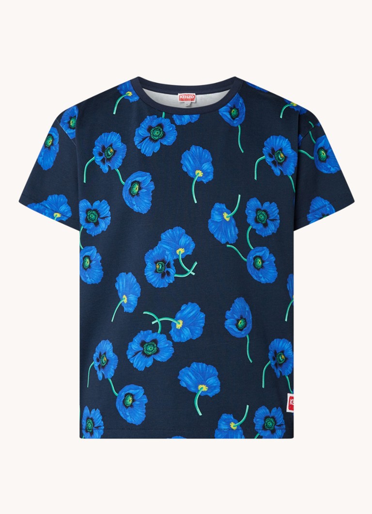 mezelf Magnetisch Snazzy KENZO T-shirt met bloemenprint • Donkerblauw • de Bijenkorf