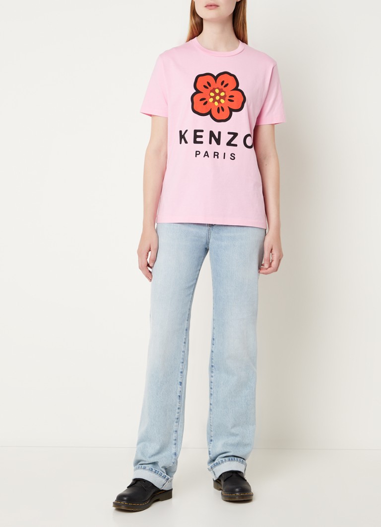 KENZO T-shirt katoen met logoprint • Roze de