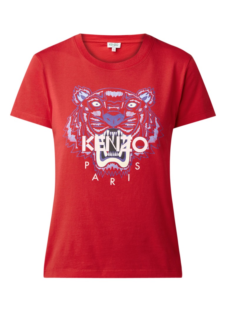 Ezel horizon doolhof KENZO Tiger T-shirt met logoprint • Rood • de Bijenkorf