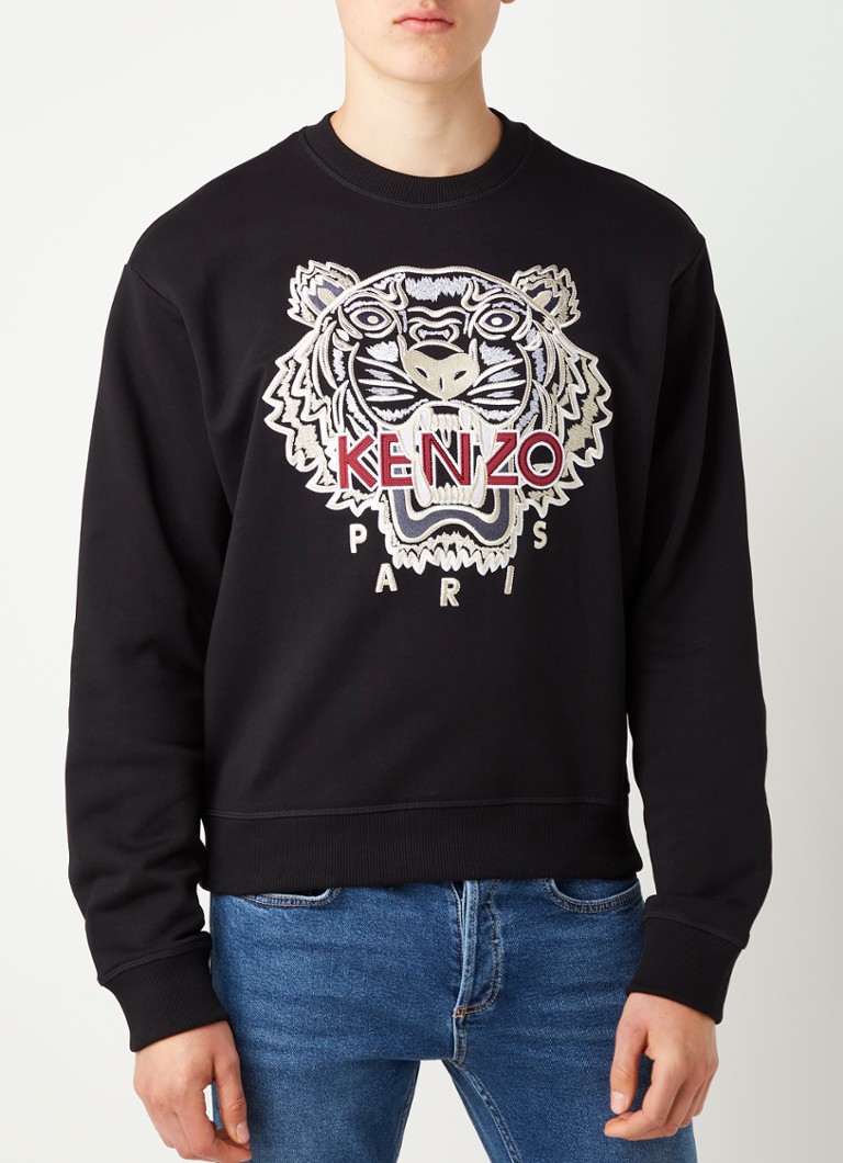 Ontoegankelijk College het is nutteloos KENZO Varsity Tiger sweater met logoborduring • Zwart • de Bijenkorf