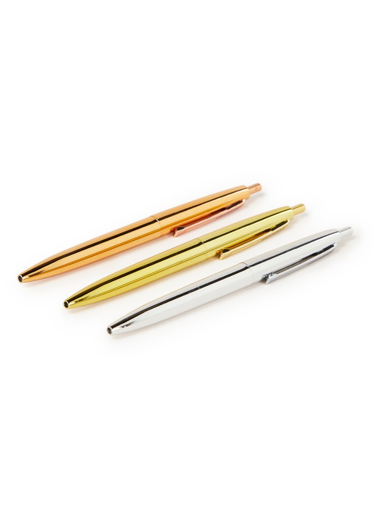 Kikkerland Metallic pennen set van 3 • Multicolor • de Bijenkorf