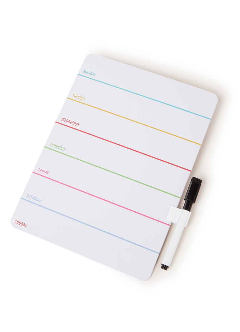 Kikkerland Whiteboard weekindeling met stift 24 x 17,5 cm • Wit • de