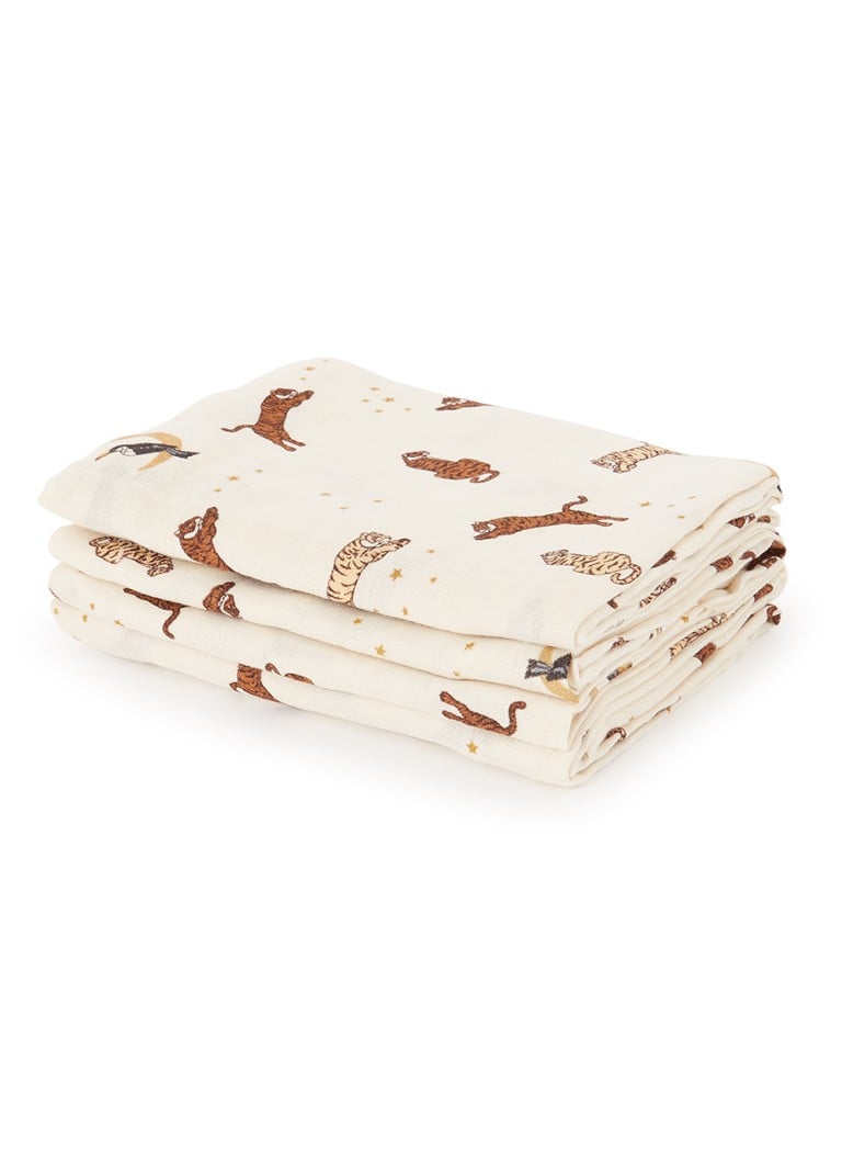 Konges Sløjd - Gots hydrofiele doek van biologisch katoen 65 x 65 cm set van 3 - Creme