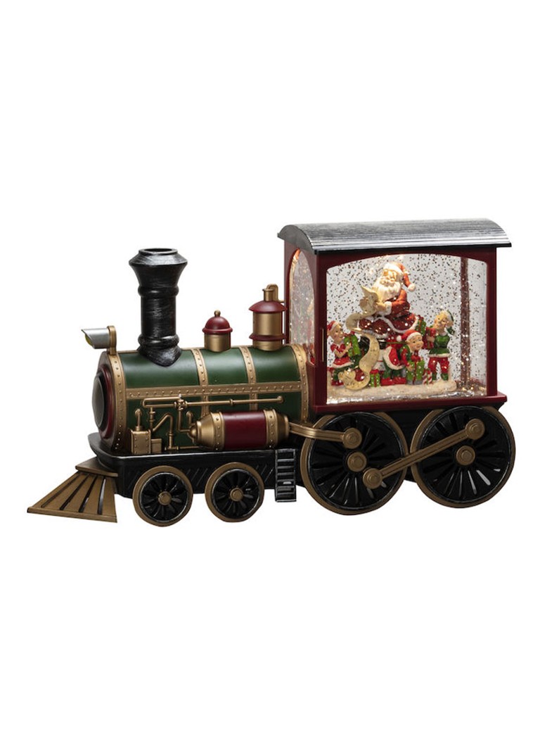 Bakaji Kersttreinset voor de kerstboom, 16 stuks, trein locomotief met batterij, lichten en geluiden, 3 karren, demonteerbaar, trein voor kinderen, speelgoed, kerstdecoratie