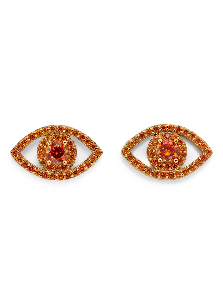 Kurt Geiger - Evil Eye oorknopjes met kristal - Oranje