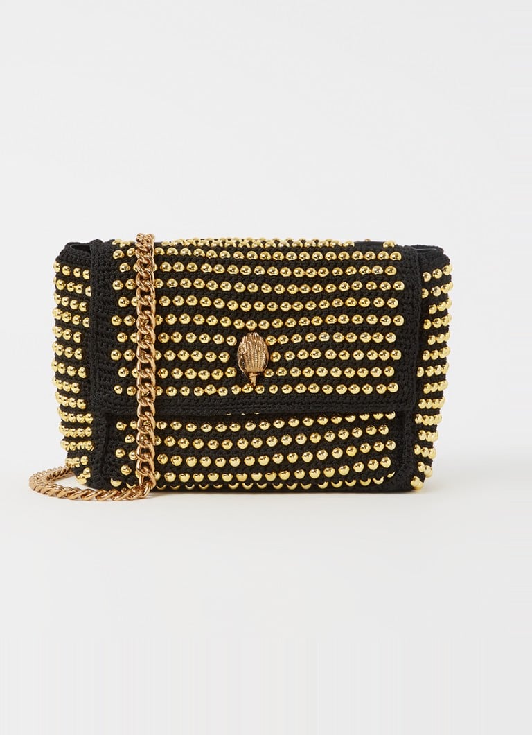 Kurt Geiger Kensington schoudertas van crochet met studs • Zwart • de