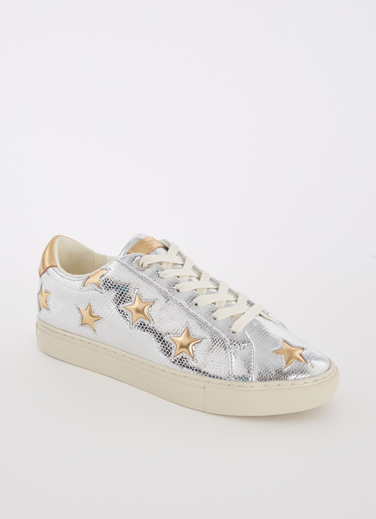 Kurt Geiger - Lane Star sneaker van leer met metallic finish - Zilver